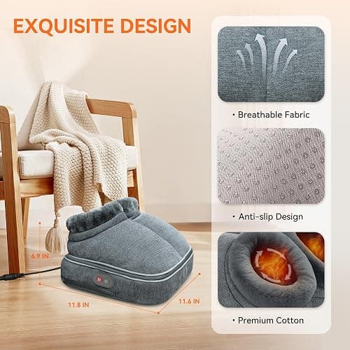 Snailax Shiatsu Foot Massager with Heat, Electrick Foot Massager Machine for Neuropathy, Plantar Fasciitis, Feet Warmers for Women,Men, Foot Heater Under Desk, Size 13 thumbnail 8