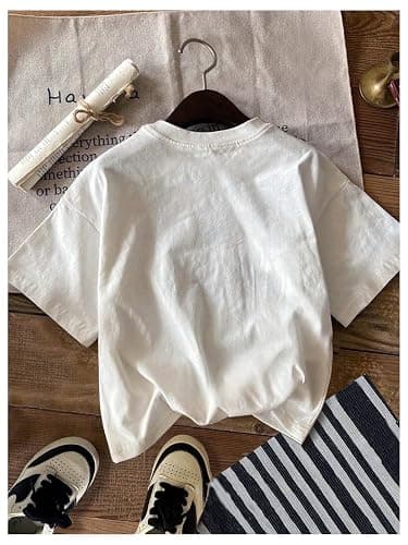 RoseSeek Girl's Graphic Tee Shirt Short Sleeve Round Neck Preppy Casual Trendy Cute Summer Tops thumbnail 3