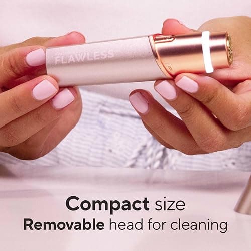 Finishing Touch Flawless Facial Hair Remover for Women, Rose Gold Electric Face Razor with LED Light, Recyclable Packaging thumbnail 8