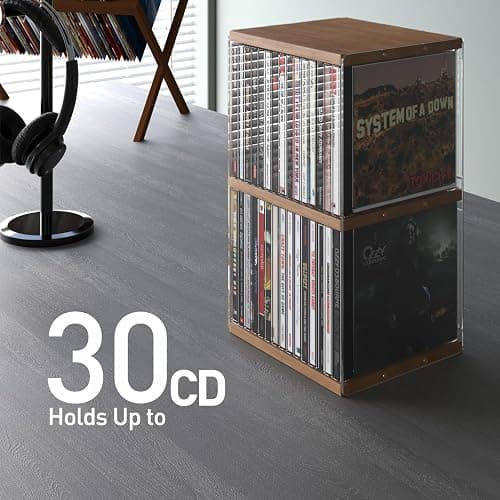 AREAJD Retro Walnut-colored MDF CD Holder Desk Rack Organizer, Cute Holds 30 CD Case, Cd Holder Stand, CD Storage/Shelf/Tower/Stand Dollar, Fit for Theatre Room thumbnail 4
