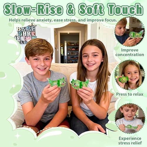 Puffwize Axolotl Squishy Toy, Cute Slow Rising Fidget Toy for Stress Relief, Soft Squeeze Sensory Toy for Kids and Adults, Handheld Stress Ball for Anxiety and Focus(Green) thumbnail 5