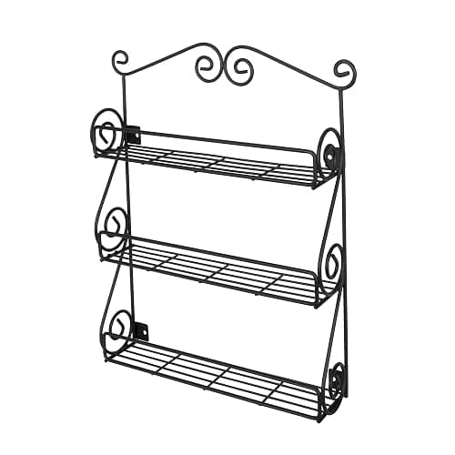 Spectrum Diversified Scroll Wall-Mounted Traditional Spice Rack Organizer for Cabinet & Kitchen, 3-Tier, Beauty & Nail Polish, 43710 - Image 1