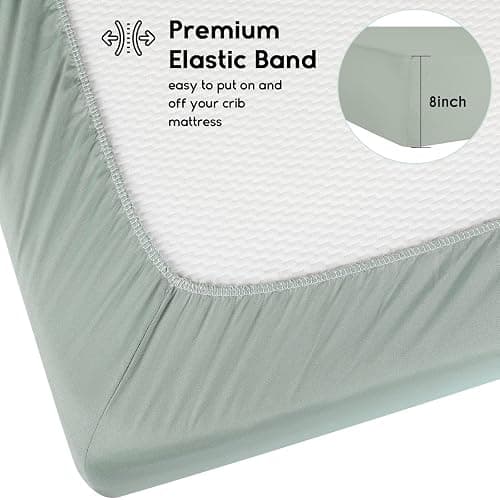 Yoofoss Baby Crib Sheets for Boys Girls, Fitted Crib Sheet 2 Pack for Standard Crib and Toddler Mattress, Super Soft Microfiber Baby Sheet 28x52x8in(Green+Leaf) thumbnail 3