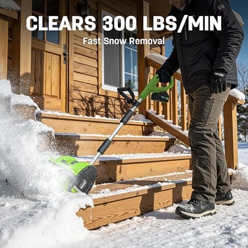 STEELITE 21V Cordless Snow Shovel, 12" Electric Snow Shovel with Directional Plate, 4.0Ah Battery & Charger, 20FT Throw Distance, 300lbs/min Snow Removal, Lightweight 9.9lb for Driveway & Steps thumbnail 7