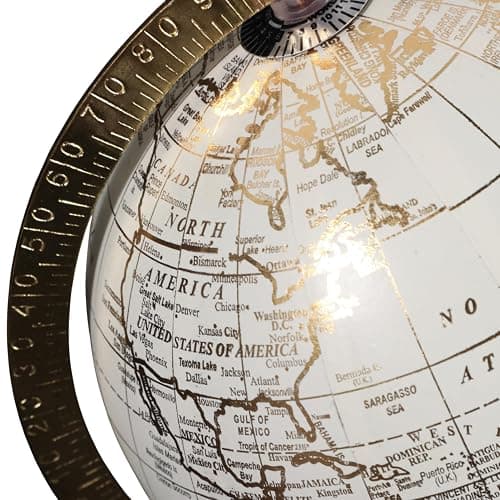 Decorative Globe with Marble Base for Home or Office Decor - Ornament for Desk, Hallway, or Coffee Table - Modern Desktop Globe for Living Room Decor or Shelf Display - 10", White & Gold thumbnail 7