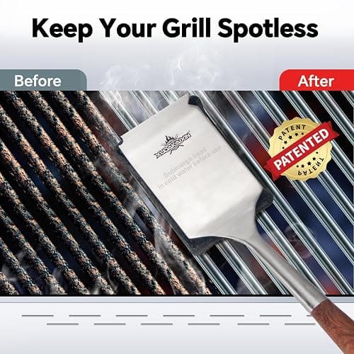 Bristle-Free Steam Cleaning Grill Brush Kit – Luxurious Long Rosewood Handle, Includes 1 Replacement Head – Safe BBQ Grill Cleaning for Outdoor Grill – Great Gift for Men/Dad thumbnail 6