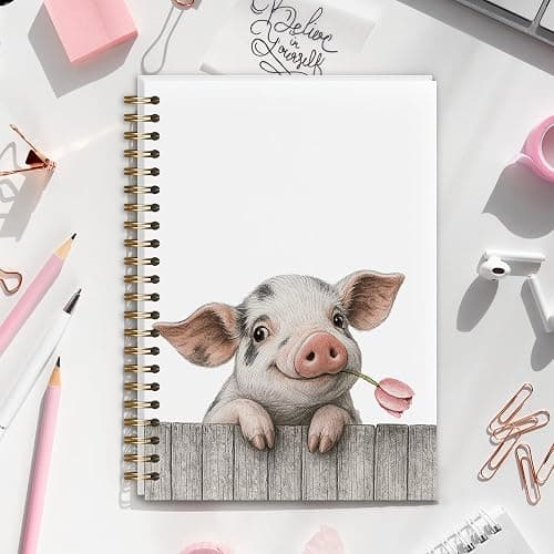 Shescrzionu Cute Pig notebook for women, Funny Kawaii spiral journal for Teen Girls,Aesthetic Farm Animal Writing journal Pretty Diary for School and Office, Daily Notes pig gifts for women-B03 thumbnail 2