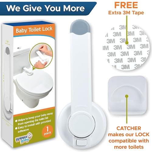 Baby Toilet Lock by Wappa Baby - 9"L x 4"W - Ideal Baby Proof Toilet Lid Lock - No Tools Needed Easy Installation with 3M Adhesive - Top Safety Toilet Seat Lock - Fits Most Toilets - White (1 Pack) thumbnail 6
