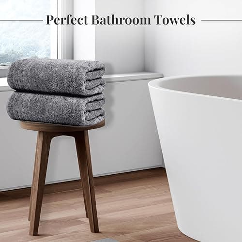 Tens Towels Pack of 8 Towels Set, 2 Extra Large Bath, 2 Hand, 4 Washcloths, 100% Cotton, Lighter Weight, Quicker to Dry, Super Absorbent, Perfect for Bathroom, Dark Grey thumbnail 3