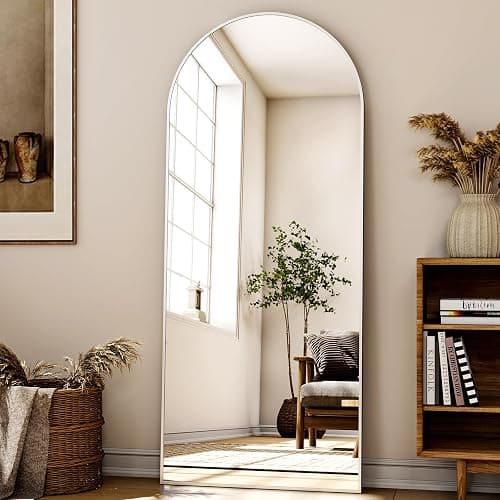 XRAMFY 56"x21" Floor Full Length Mirror Standing Full Body Rounded Corner Rectangle Mirrors with Stand Hanging Wall Mounted Leaning Bedroom Living Room Bedroom Cloakroom thumbnail 3