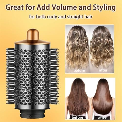 Large Round Volumizing Brush for Dyson Airwrap Attachments Bigger Round Brush Attachment for Dyson Air Wrap Styler, Fluff up and Volumize for Styling (Gold) thumbnail 5