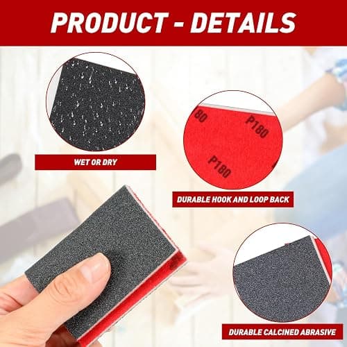 36 Pcs Sanding Sponge 80/120/180/240/320/400 Grit Sandpaper Assortment, Washable & Reusable Sanding Blocks for Wood, Metal, Drywall, Glazing, Wet Dry Sandpaper for Smooth Finishing thumbnail 6