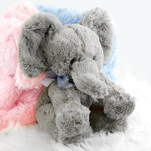 11" Plush Super Soft Elephant Teddy Bear Cuddling Baby Gift Toy with Ribbon (Grey Elephant) thumbnail 3