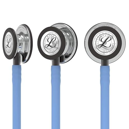 3M Littmann Classic III Monitoring Stethoscope, 5959, More Than 2X as Loud, Weighs Less, Stainless Steel Mirror-Finish Chestpiece, 27" Ceil Blue Tube, Smoke Stem, and Headset thumbnail 5