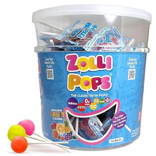 Zollipops Clean Teeth Pops Sugar Free Candy with Xylitol, Dye-Free Lollipops - Keto & Diabetic-Friendly, Dentist-Approved Treats for Kids (Natural Fruit Flavors, 1lb Tub) - Image 1