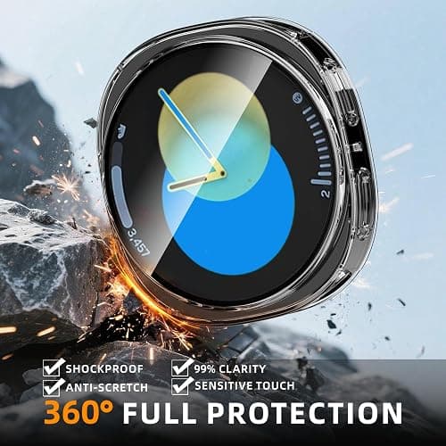 Jvchengxi Screen Protector Case 40mm for Samsung Galaxy Watch 8, Flexible TPU Cover Shockproof Protective Case Plated Bumper Protection Shell Smartwatch Galaxy Watch 8 40mm Accessories (Black+Black) thumbnail 4