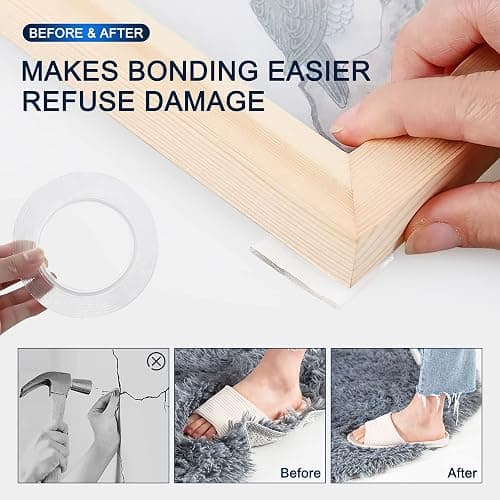 SANKEMU Double-Sided Tape Heavy Duty 9.84 FT x 1.18 in – Clear Removable Mounting Tape for Walls, Carpet, Rugs, Posters – Reusable, No-Residue, Indoor/Outdoor Nano Gel Grip thumbnail 5