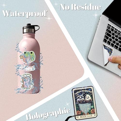 300 PCS Book Stickers for Kindle, Bookish Sticker Pack Reading Glitter Waterproof Vinyl Decals for Laptop, Ebook Readers, Water Bottles, Phone, Journal, Scrapbook, No Repeats (Holographic) thumbnail 4