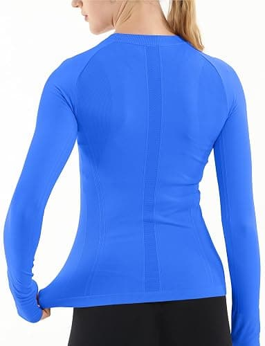 MathCat Seamless Workout Shirts for Women Long Sleeve Yoga Tops Sports Running Shirt Breathable Athletic Top Slim Fit thumbnail 4