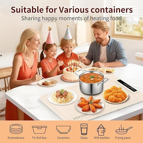 Warming Mat for Food - Electric Silicone Food Warming Tray for Buffet, Rollable Food Warmer Mat for Countertop, Fast Heating Mat with Timer and 4 Heat Levels, Portable Heating Pad for Parties Family thumbnail 5
