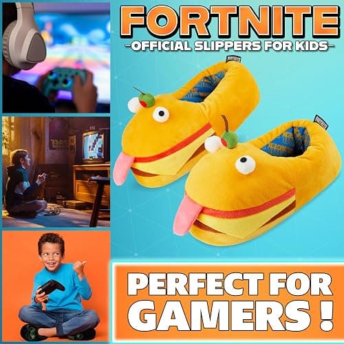 Fortnite 3D Slippers for Boys, US Size 1-9, Fuzzy Non Slip House Shoes, Indoor Kids Slippers, Gamer Gifts for Boys thumbnail 2