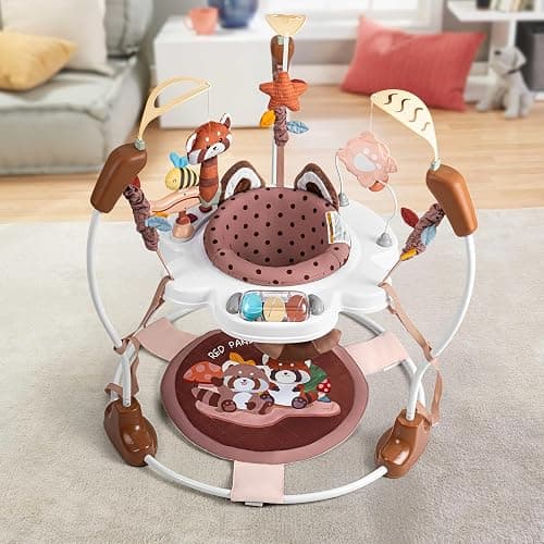 Baby Activity Center, Baby Jumper Activity Center with Music, Interactive Toys, 360° Rotating Seat, 3 Adjustable Heights, Infant Activity Jumper for 6+ Months (Red Panda) thumbnail 6