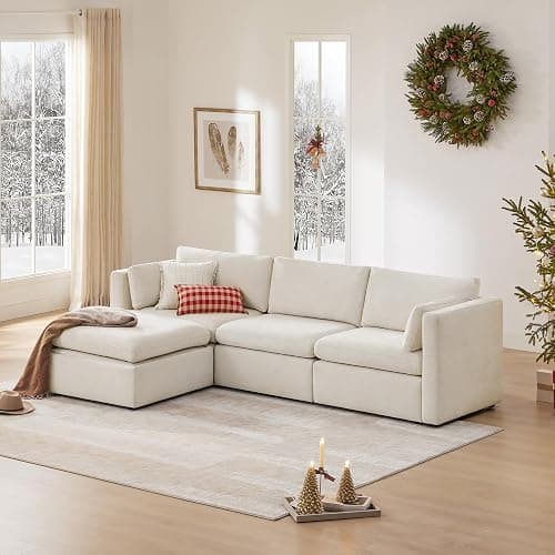 CHITA Oversized Modular Sectional Sofa, FSC Certified L Shaped Sectional Couches for Living Room, 112 inch Width,4 Seat Modular Sofa with Storage Ottoman, Linen - L Shape Sofa - Linen thumbnail 4