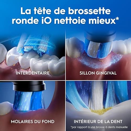 Oral-B Brosse A Dents Electrique iO 2 Noire, 3 Modes De Nettoyage, Brossage Souple Et Silencieux, Capteur De Pression, Brossette Oral B De Rechange, Chargeur, Etui De Voyage thumbnail 12