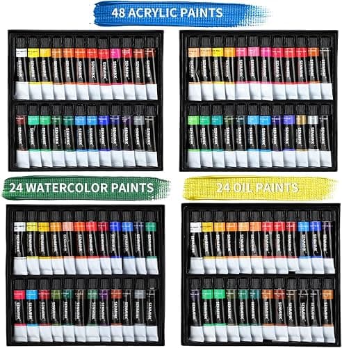 149Pcs Deluxe Artist Painting Set with Aluminum and Beech Wood Easel, 48 Colors Acrylic & Oil Paints, 24 Colors Watercolor Paints, Art Paint Supplies for Artists, Beginner & Adults thumbnail 3