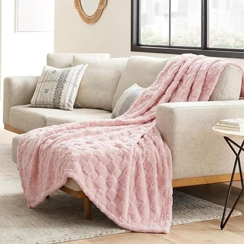 Bedsure GentleSoft Baby Pink Throw Blanket for Couch - Checkered Fleece Blankets Gifts for Women Girls, Cute Soft Cozy Throw for Bedroom Home Decor Gifts, 50x60 Inches thumbnail 7