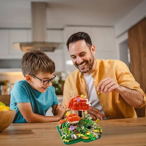 RUUQRUU Mushroom House Micro Building Blocks Set，2798 PCS Mini Treehouse Architecture Building Sets for Adults Teens，Micro Japanese Sakura Bonsai Tree Bricks，Creative Collectible Gifts for Kids 14+ thumbnail 2