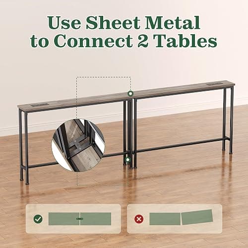 SUPERJARE 78.8 Inch Narrow Console Table with Outlet, Sofa Tables, Behind Couch Table, Long Entryway Tables with Charging Station, for Living Room, Oak thumbnail 8