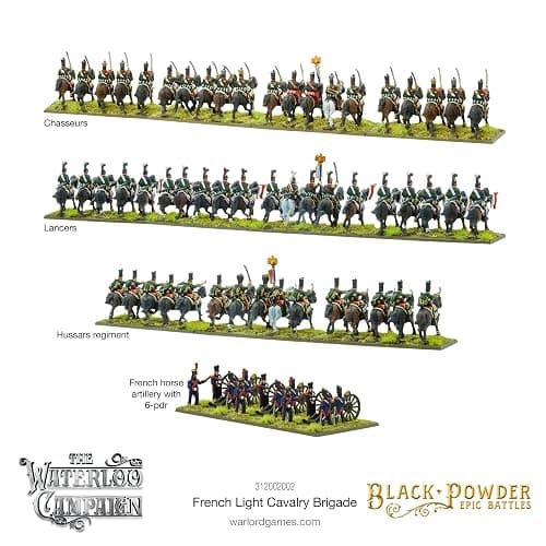 Warlord Black Powder Epic Battles Waterloo: French Light Cavalry Brigade Tabletop Miniatures - Plastic Paintable Miniature 1700-1900 Soldiers Set, Table Top 28mm Military Minifigures for Adults thumbnail 3