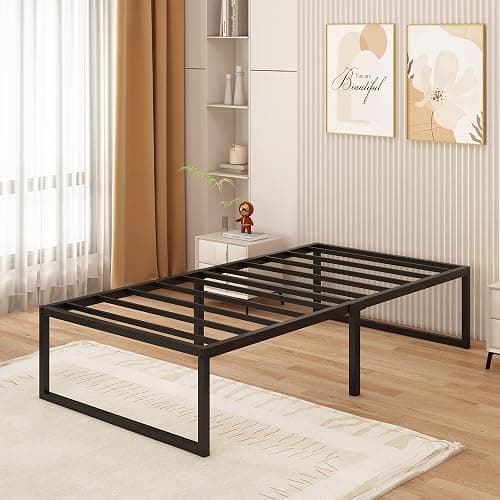 Yicensen Metallbett 90x190 cm mit Lattenrost Metall 41cm Höhe Bettrahmen Einzelbett Stabiles Leichte Montage, Schwarz thumbnail 7