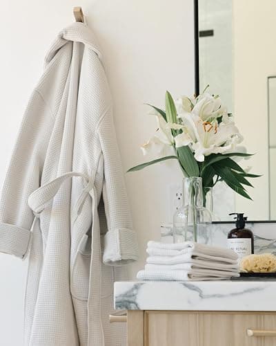 Cozy Earth Waffle Bath Robe - Lightweight Spa Robe with Pockets - 40% Viscose from Bamboo Blend thumbnail 6