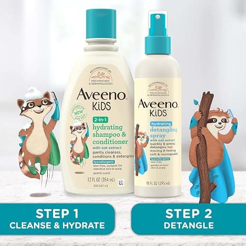 Aveeno Kids Hydrating Hair Detangler Spray, 10 fl. oz | Quickly Detangles Hair, Oat Extract, Tear-Free, Gentle on Sensitive Skin & Scalp thumbnail 5