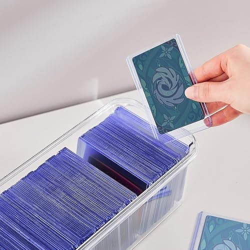 DEEIF Toploader Storage Box, Trading Card Storage Box with 5 Dividers, Hard Plastic TCG Card Storage Box for Top Loaders, Large for 165 Toploaders 650 Cards (2 Pack) thumbnail 2