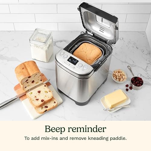 Cuisinart Bread Maker Machine, Stainless Steel Automatic Bread Machine with 12 Menu Options, 3 Loaf Sizes up to 2 Lb., 3 Crust Colors, Removable Nonstick Baking Pan & Kneading Paddle, CBK-110NAS | 12 Programs, 1/1.5/2-Lb Loaves, 3 Crust Colors, 13-Hr Delay, Removable Nonstick Pan and Paddle, Viewing Window thumbnail 6