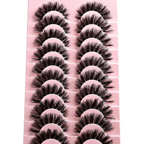 APCYUST Lashes False Wispy Eyelashes Volume Cat Eye Lash Strips Fake Mink Eyelash Pack Natural Look Fluffy Full Strip Lashes Set Clear Band Easy Eyelashes for Beginners with Cluster Looking thumbnail 5
