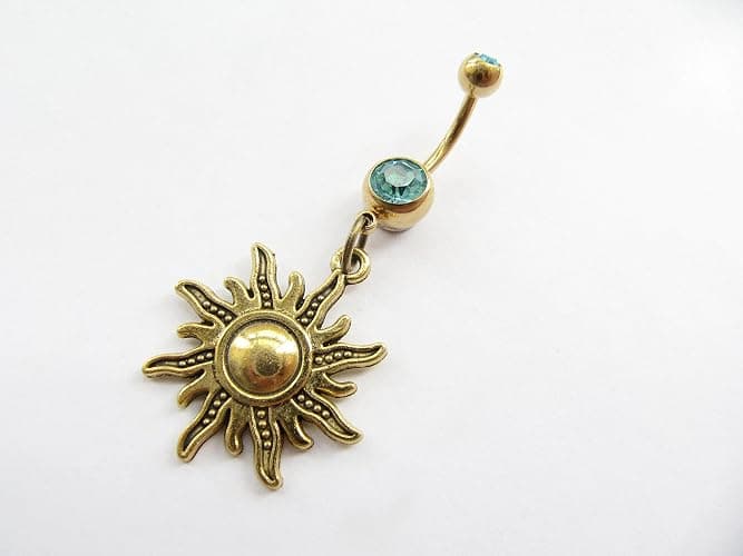 Moon and Sun Belly Button Ring, Navel Ring, Belly Button Jewelry, Body Jewelry, Celestial Belly Ring thumbnail 3