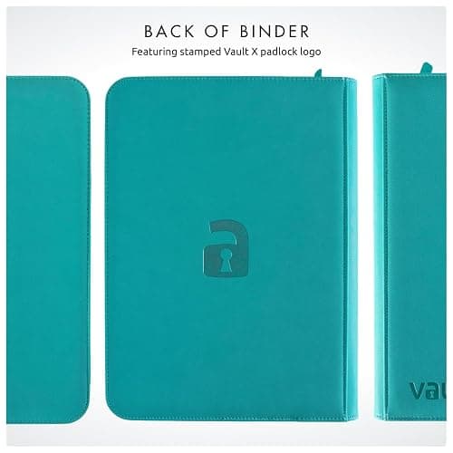 Vault X 4 Pocket Trading Card Zip Binder, 160 cards, Premium Exo-Tec Album Material, 20 Side-Loading Pages, Folder for Collectible Card Games, Sports, TCG (Teal) thumbnail 8