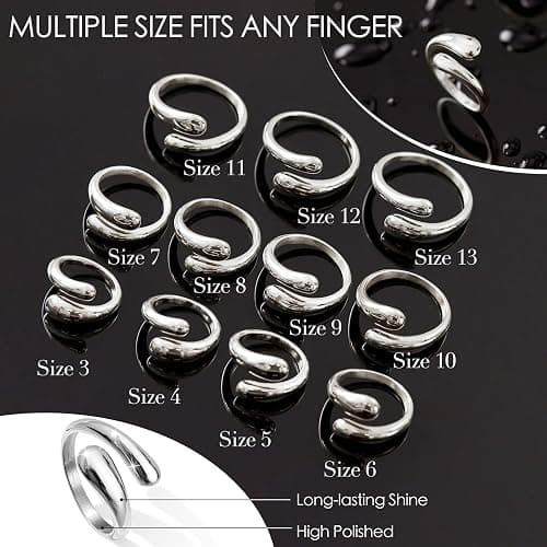 Poxtex Non Tarnish Gold Chunky Rings for Women, Gold Statement Dome Rings Stacking Silver, Adjustable Mens Eternity Wedding Band Mixed Metal Jewelry Size 3-13 thumbnail 6