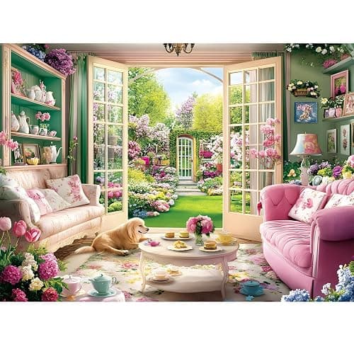 300 Piece Puzzles for Adults, Jigsaw Puzzles 300 Pieces for Adults Kids Building Flowers Puzzle Recycled Cardboard Jigsaw Puzzle Challenging Puzzles Game Family Activity Gift Toy 20.5x15inch - Image 1