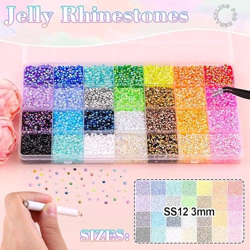 30000Pcs Resin Rhinestones with 3Pcs B7000 Jewelry Glue for Crafting, Multicolors 3mm Non Hotfix Flatback Gems, Bedazzling Crystal for DIY Crafts Clothing Tumblers Mugs Shoes Fabric Decor Nail Art thumbnail 2