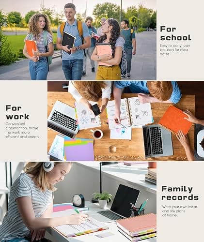 Hardcover Spiral Notebook Journal with Removable Dividers Tabs, 300 Pages Leather 5 Subject Notebook College Ruled, 8"x10" Large B5 Notebooks for Work School Note taking, Lined Journal for Women, Orange thumbnail 7
