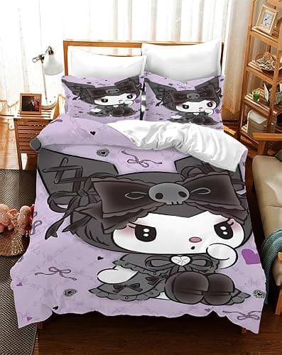 SIGOSR Quilt Cover with 3D Print Bedding Quilt Cover Set Bedding Set with Pillowcase Decor Bedspread Cover for Kid Teen(1 Duvet Cover & 2 Pillowcases)-Full thumbnail 2