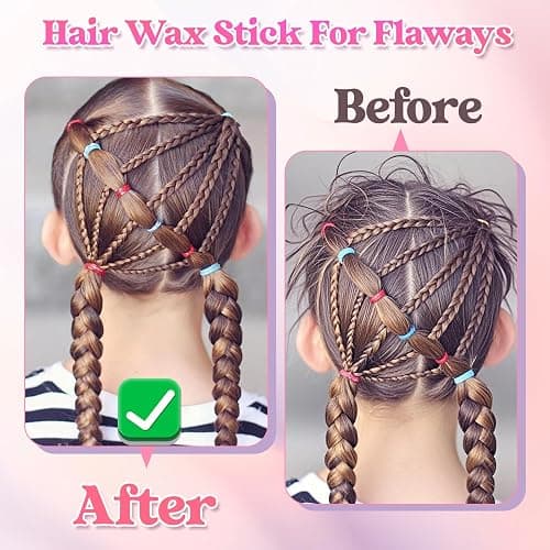 Hair Wax Stick, Slick Back Hair Brush, Wax Stick for Flyaways, Rat Tail Comb Edge Brush Styling Tool Set Accessories for Women Girls(Pink) thumbnail 2