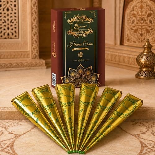 Plantovika Henna Cones Made from 100% Natural Leaves | Fresh Ready-to-Use Pre-Filled Paste, Henna Tube | Dark Reddish Brown | No Additives | Long Lasting Color | Pack of 6 thumbnail 6