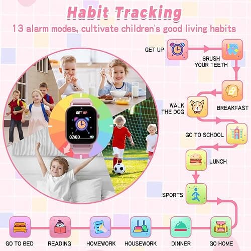 Kids Smart Watches Girls Gift Age 3-12, Kids Watch with 32 Games HD Touchscreen Camera Video Music Audiobook Pedometer Flashlight 12/24 hr Educational Toys Birthday Gift for Girls Ages 5 6 7 8 9 10 thumbnail 4