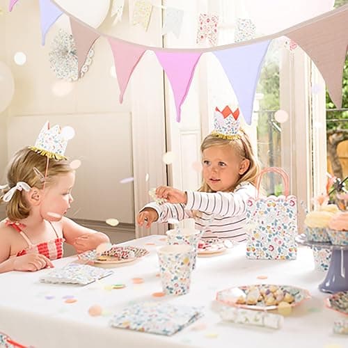 Pennant Banner Flags,Infant and toddler room decoration pennant,for Nursery Decor Baby Birthday Boho Wedding Shower Party Event (Pink Colorful Banner) thumbnail 6